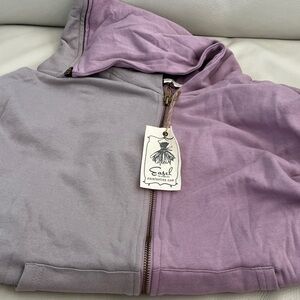 Easel Two-Tone Zip Hoodie in Dove Gray & Soft Purple